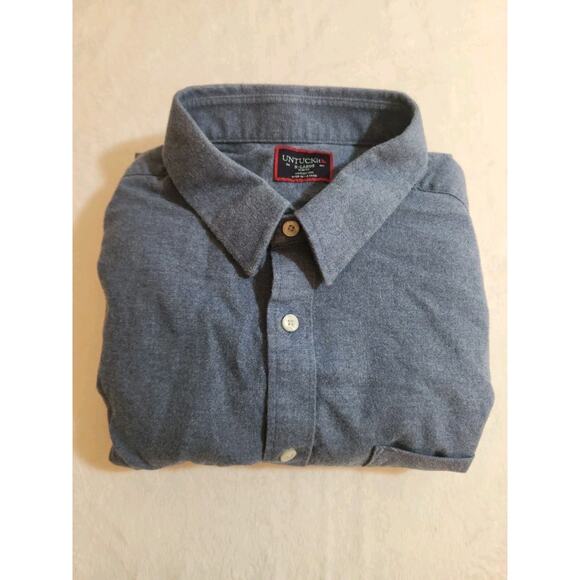 Untuckit Shirt Mens XL Blue Long Sleeve Flannel Cotton Preppy Academia - Picture 1 of 8